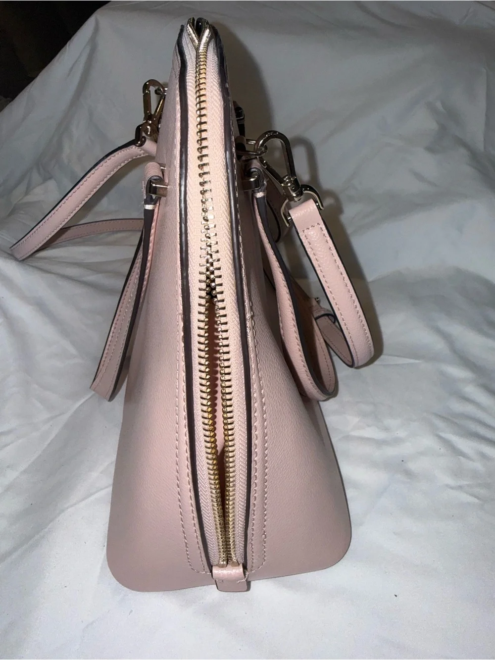 kate spade Blush Pink Pebbled Leather Satchel with Crossbody Strap